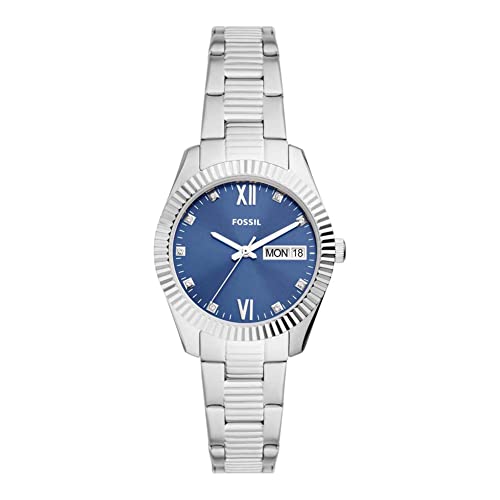 Fossil Herrenuhr Scarlette, Quarzwerk, 32mm Silbernes Edelstahlgehäuse mit Edelstahlarmband, ES5197 von Fossil