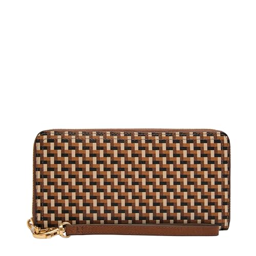 Fossil Damen Zip Around Logan Clutch mit umlaufendem Reißverschluss, Neutraler Webdruck von Fossil