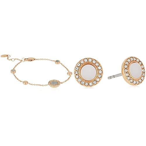 Fossil Women's Sutton Halo Rose Gold-Tone Station Bracelet, JF03264791 Women's Stainless steel glitz studs earrings von Fossil