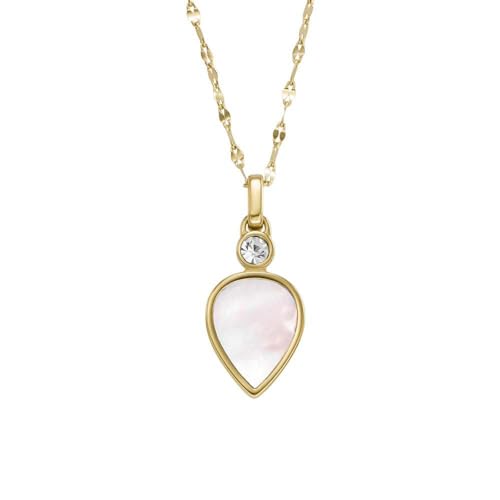 FOSSIL Halskette Für Frauen, Länge: 420mm+50mm, Breite: 18.6mm, Höhe: 9.8mm Gold Perlmutt, Edelstahl Halskette, JF04248710 von FOSSIL