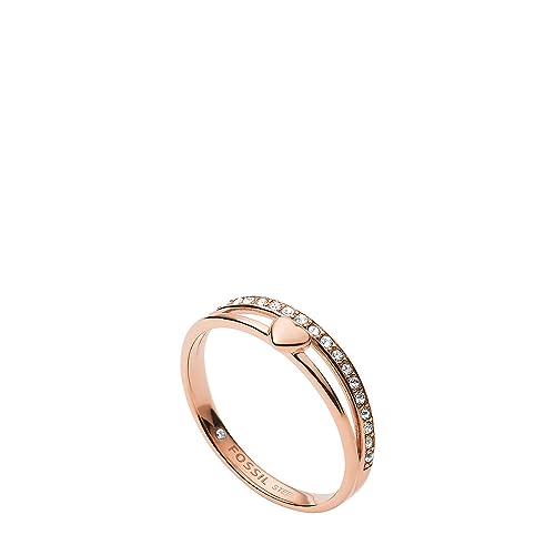 FOSSIL Damenring Drew Hearts To You Edelstahl roségoldfarben, JF034607915 von Fossil