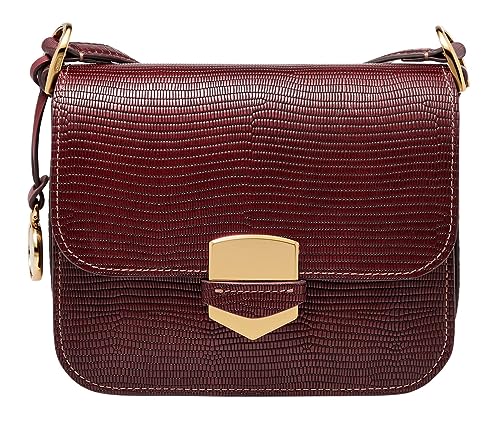 Fossil Damentasche Lennox, Italienisch Eidechse geprägte Leder Small Flap Crossbody, rot, L: 20,3 cm, B: 5,7 cm, H: 17,1 cm, ZB1945243 von Fossil