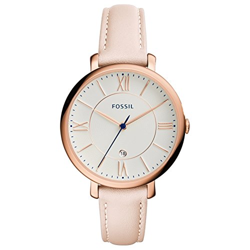 Fossil Damenuhr Jacqueline, Quarzwerk, 36mm Rose Gold Edelstahlgehäuse mit Lederarmband, ES3988 von Fossil