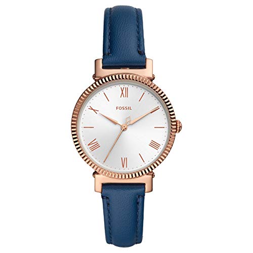 Fossil Damenuhr Daisy 3 Zeiger, Quarzwerk, 34mm Rose Gold Edelstahlgehäuse mit Lederarmband, ES4862 von Fossil