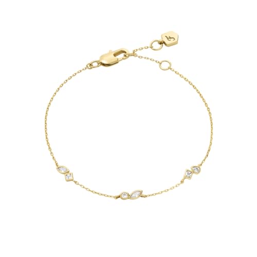 Fossil Damen Messing mit Karabinerverschluss schlankes Kettenarmband, Helles Gold von FOSSIL