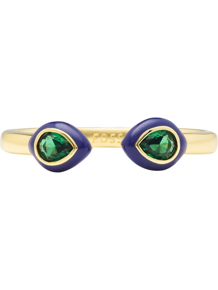 Fossil Fingerring Fossil Damen-Damenring Metall, Metall Glasstein, Glasstein Fossil Fingerring Fossil Damen-Damenring Metall, Metall Glasstein, Glasstein von Fossil