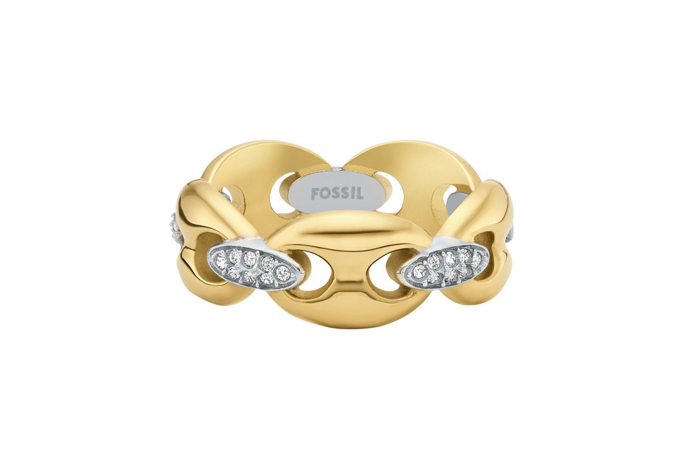 Fossil Fingerring Schmuck Geschenk Edelstahl HERITAGE, mit Glasstein von Fossil