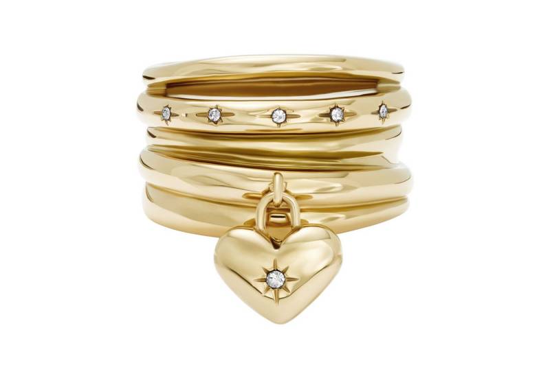 Fossil Fingerring Schmuck Geschenk Edelstahl Ring SADIE, mit Glasstein von Fossil