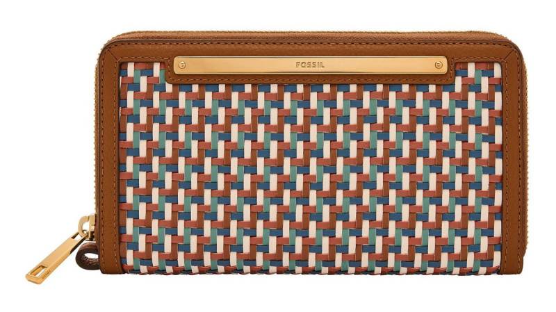Fossil Geldbörse Zip Around Clutch, aus echtem Rindsleder von Fossil