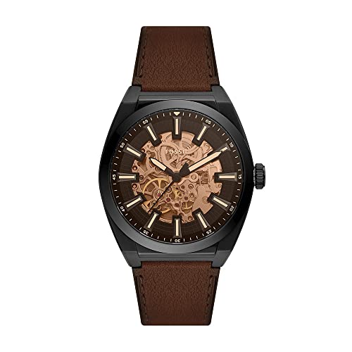 Fossil Herren Analog Automatik Uhr mit Leder Armband ME3207 von FOSSIL