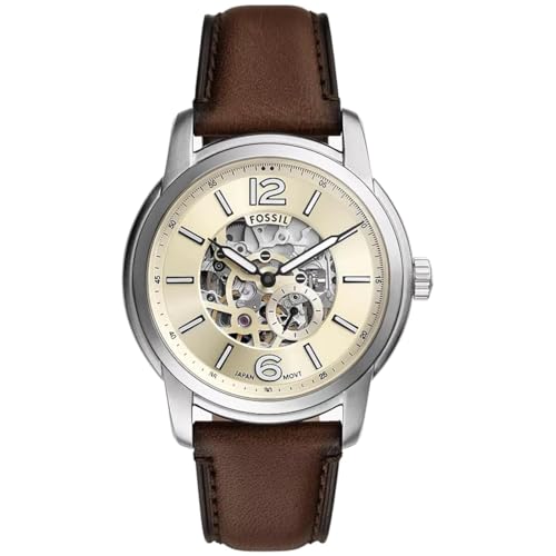 Fossil Herren Analog Automatik Uhr mit Leder Armband ME3264 von FOSSIL