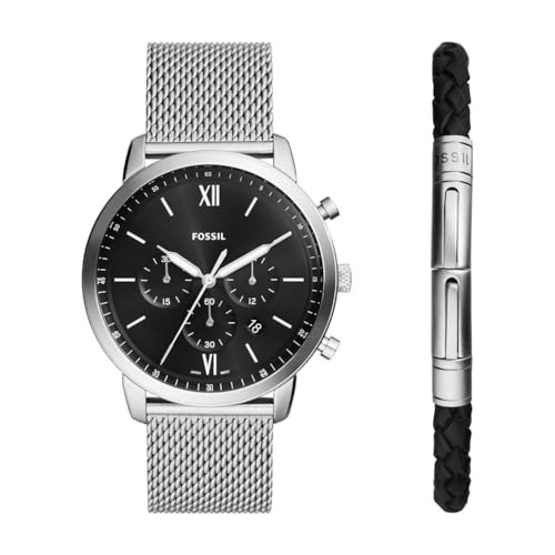 Fossil Herren Analog Quarz Uhr mit Edelstahl Armband FS6021SET von Fossil