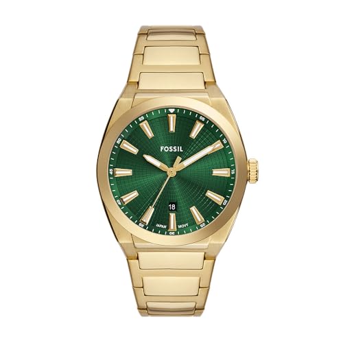 FOSSIL Everett Herrenuhr, Quarz-Dreizeiger-Datumswerk mit Edelstahl- oder Lederarmband von Fossil