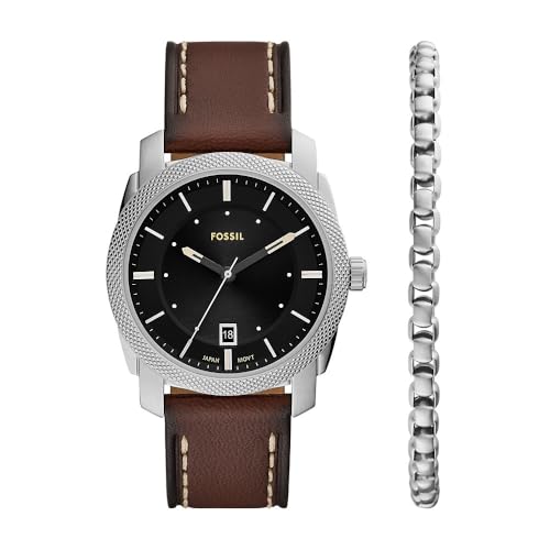 Fossil Herren Analog Quarz Uhr mit Leder Armband FS6081SET von FOSSIL