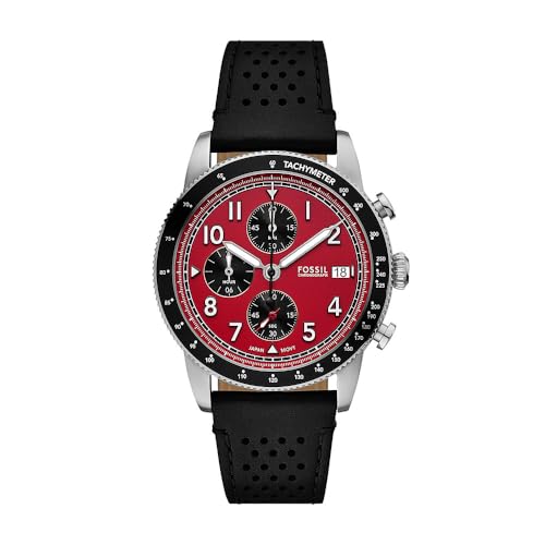 Fossil Herren Analog Quarz Uhr mit Leder Armband FS6086 von Fossil