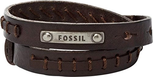 Fossil Armband Für Männer Vintage Casual, Double Wrap Gesamtlänge: 480mm Braun Lederarmband, JF87354040 von FOSSIL