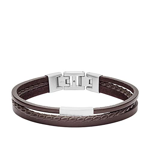 Fossil Armband Für Männer Vintage Casual, Länge: 180mm - 195mm Braun Lederarmband, JF03323040 von Fossil