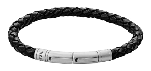 Fossil Armband Für Männer, Gesamtlänge: 20 Cm - 22 Cm Schwarz, Silbernes Echtlederarmband, JF00510797 Fossil Armband Für Männer, Gesamtlänge: 20 Cm - 22 Cm Schwarz, Silbernes Echtlederarmband, JF00510797 von FOSSIL