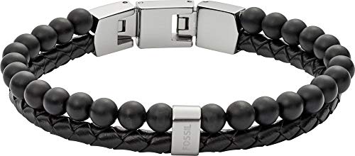 Fossil Armband Für Männer, Innenlänge: 180mm + 15mm Schwarz & Silber Edelstahlarmband, JF02763040 von Fossil