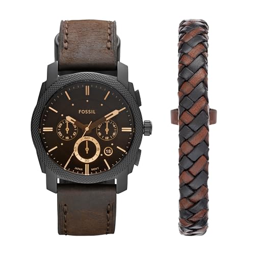 Fossil Herren Analog Quarz Uhr mit Leder Armband FS5251SET von Fossil