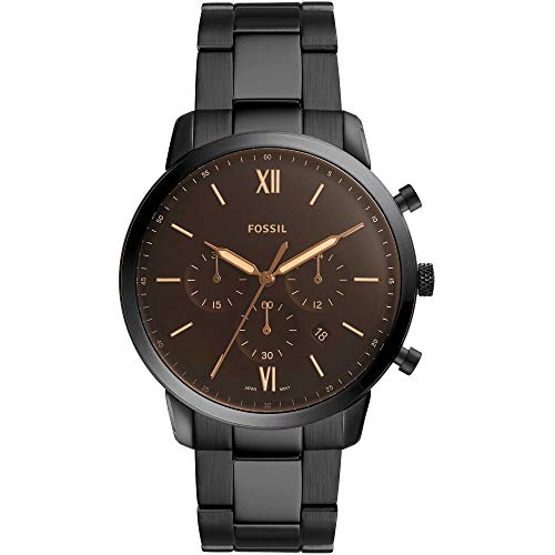 Fossil Neutra uhr für Herren, Chronographenwerk mit Edelstahl- oder Lederarmband, Dunkelgrau und Braun, 44MM von Fossil