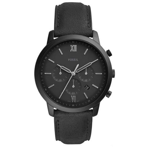 Fossil Neutra uhr für Herren, Chronographenwerk mit Edelstahl- oder Lederarmband, Dunkelgrau, 44MM von Fossil