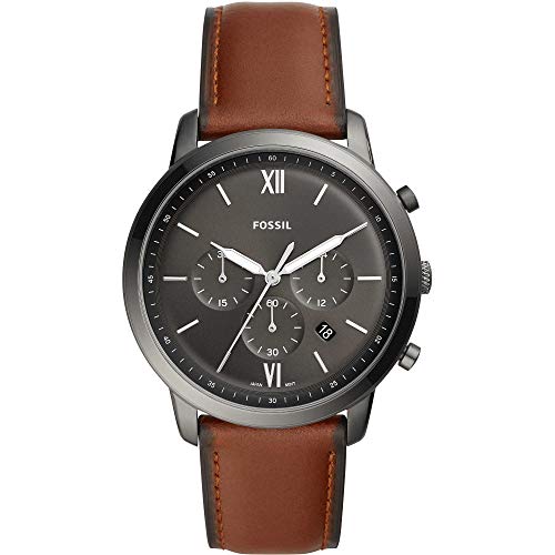 Fossil Neutra uhr für Herren, Chronographenwerk mit Edelstahl- oder Lederarmband, Braun und Dunkelgrau, 44MM von Fossil