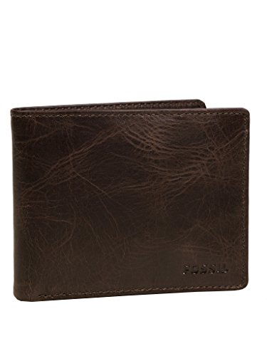 Fossil Geldbörse für Herren Derrick, Leder Bifold Dunkelbraun L 12,4 cm, B 0,5 cm, H 8,9 cm ML3771201 von Fossil