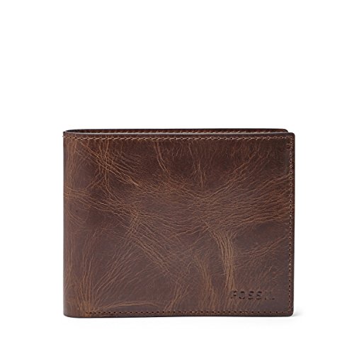 Fossil Geldbörse für Herren Derrick, Leder Bifold Dunkelbraun 11,4 cm L x 2,5 cm B x 9,5 cm H ML3687201 von Fossil