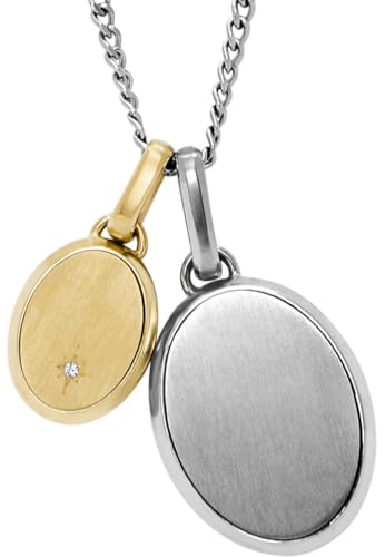 Fossil Drew Herren-Edelstahl-Halskette mit Karabinerverschluss, Gold- und Silberton Fossil Drew Herren-Edelstahl-Halskette mit Karabinerverschluss, Gold- und Silberton von Fossil