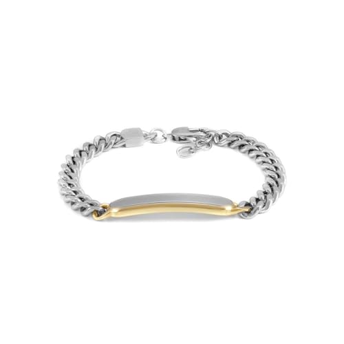 Fossil Drew Herrenarmband aus Edelstahl mit Karabinerverschluss, Glänzendes Silber und Goldton Fossil Drew Herrenarmband aus Edelstahl mit Karabinerverschluss, Glänzendes Silber und Goldton von Fossil