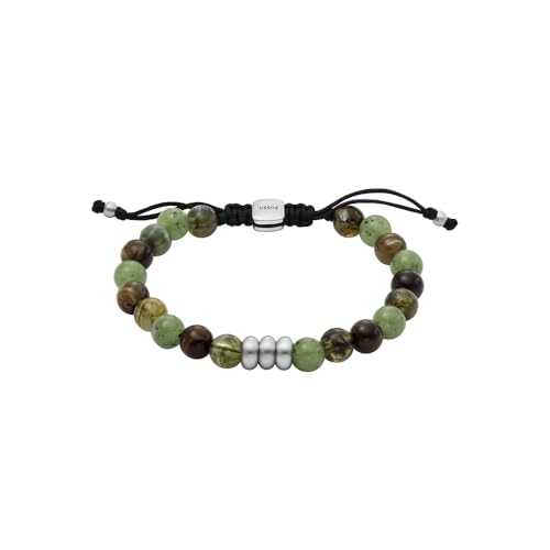 Fossil Herren-Edelstahl-Perlenarmband mit Schieberverschluss, Hellgrün Fossil Herren-Edelstahl-Perlenarmband mit Schieberverschluss, Hellgrün von Fossil