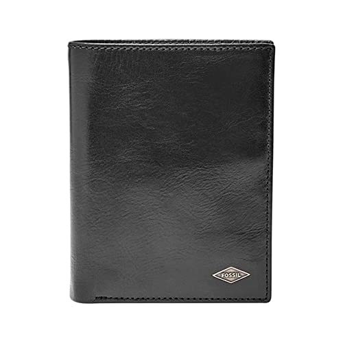 Fossil Herren-Geldbörse aus Leder, RFID-blockierend, große Kapazität, internationale Kombination, Ryan Black, Einheitsgröße von Fossil