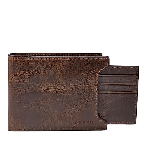 Fossil Herren-Leder-Bifold-Sliding 2-in-1-Geldbörse mit abnehmbarem Kartenetui von Fossil