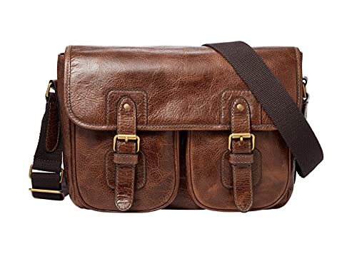 Fossil Tasche für Männer Greenville, Ökoleder/Ökoleder, PolyesterGurtbandbesatz Messenger cognac 31,2 cm L x 6,4 cm B x 23,5 cm H MBG9557222 von Fossil