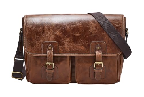 Fossil Tasche für Männer Greenville, Eco Leder/Eco Leder, Polyester Gurtband Trim Messenger cognac 40.7cm L x 7.0cm B x 29.3cm H MBG9560222 von Fossil