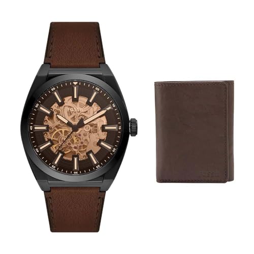Fossil Herren Heritage Braune Leder-Uhr und Ingram Geldbörse, Set von FOSSIL