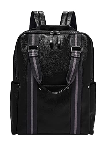 Fossil Tasche für Männer Houston, Leder/Polyester Gurtband, Nylon Gurtband Trim Rucksack schwarz 28,58 cm L x 12,07 cm B x 39,7 cm H MBG9541001 von Fossil