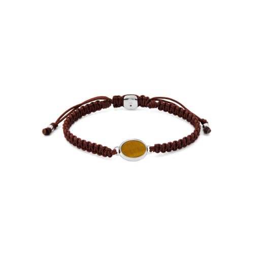 Fossil Herren-Edelstahl-Perlenarmband mit Schieberverschluss, Dunkelrot von Fossil