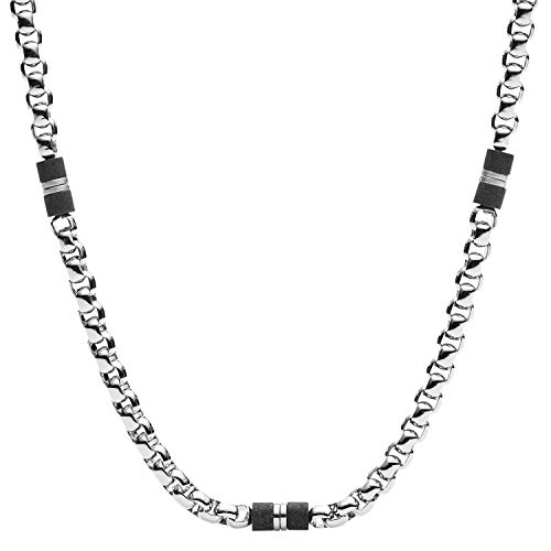Fossil Halskette Für Männer Kleid, Länge: 450mm + 50mm Silber Edelstahl Halskette, JF03314040 von Fossil