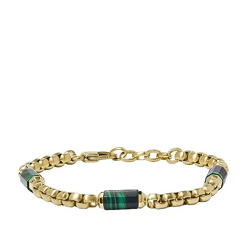 Fossil Edelstahlarmband für Herren mit Karabiner oder Faltschließe, Gold und Grün Fossil Edelstahlarmband für Herren mit Karabiner oder Faltschließe, Gold und Grün von Fossil