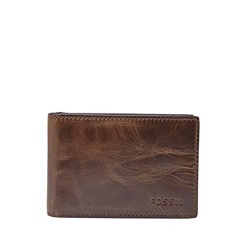 Fossil Herren Bifold Wallet-Verpackung و ب ل لو و geldbörse Mit Geldklammer Brieftaschen, Derrick Dunkelbraun, Einheitsgröße von Fossil