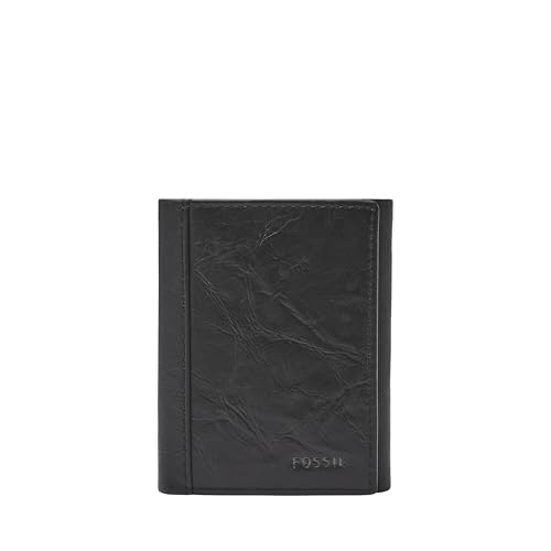 Fossil Herren Ledergeldbörse Trifold Wallet 3 x 3 x 3 cm, 3 x 3 cm, Billetera De Cuero Con Tres Pliegues / 3 x 1 cm, aus Leder Geldbörse, Neel-Schwarz, Einheitsgröße von Fossil