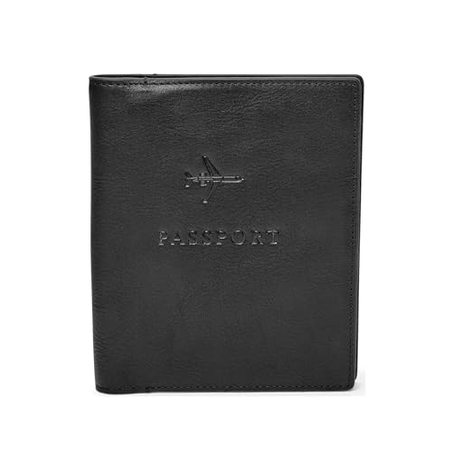 Fossil Geschenk für Männer Reisepassetui, 100% Leder Reisepassetui schwarz 11,43 cm L x 1,27 cm B x 13,97 cm H MLG0358001 von FOSSIL