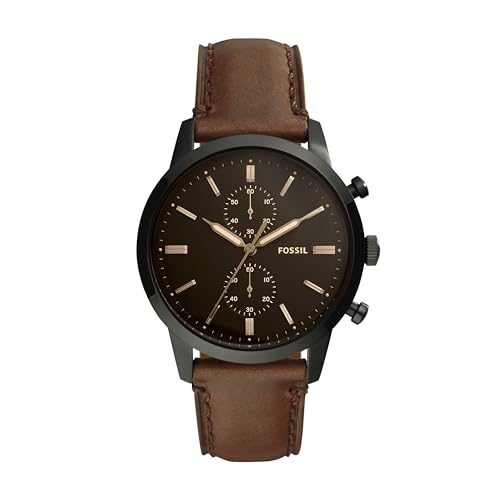 Fossil Townsman uhr für Herren, Chronographenwerk mit Edelstahl- oder Lederarmband, Hellbraun, 44MM von Fossil