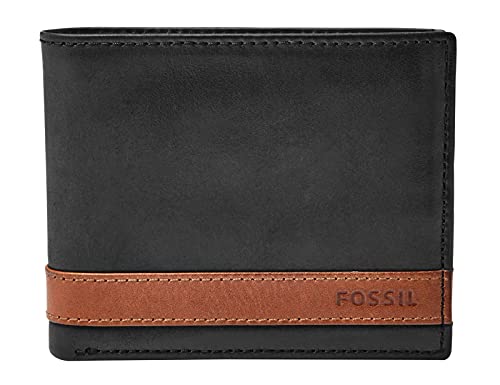 Fossil Brieftasche für Männer Quinn, 100% Leder Bifold schwarz 11,43 cm L x 1,9 cm B x 8,89 cm H ML3644001 von Fossil