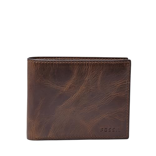 Fossil Herren RFID-Geldbörse mit Klappdeckel Reisezubehör-Faltbare Brieftasche, Dark Brown, Einheitsgröße von Fossil