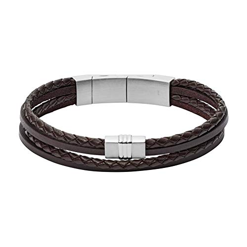 Fossil Armband Für Männer Casual Texture, Innenlänge 175mm~190mm Schwarzes Lederarmband, JF02934040 von FOSSIL
