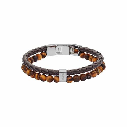 Fossil Armband Für Männer Vintage Casual, Innenlänge: 180mm - 195mm Braun Lederarmband, JF03118040 von Fossil