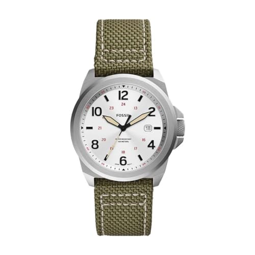 Fossil Bronson uhr für Herren, Quarzwerk mit Leder-, Nylon- oder Edelstahlarmband, Grün, 40MM von Fossil